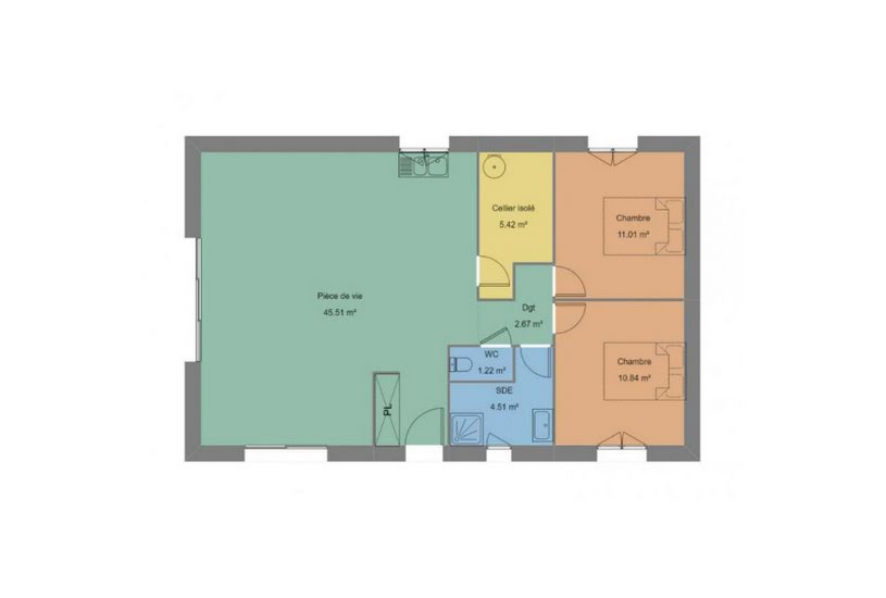  Vente Terrain + Maison - Terrain : 205m² - Maison : 81m² à Palluau (85670) 