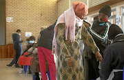 A queue forms at Chris Hani Baragwanath Hospital in Soweto. 