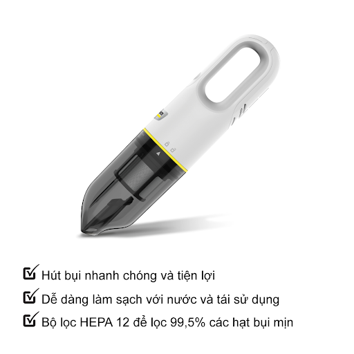 Máy hút bụi cầm tay 1100W KARCHER VCH 2, máy hút bụi dùng pin lithium, bộ lọc HEPA 12 lọc sạch bụi mịn diệt khuẩn 99,99%