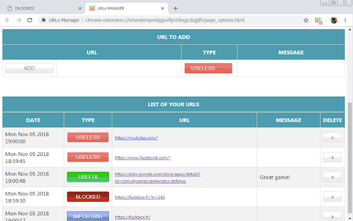 URLs Manager - Websites Blocker and Labeller