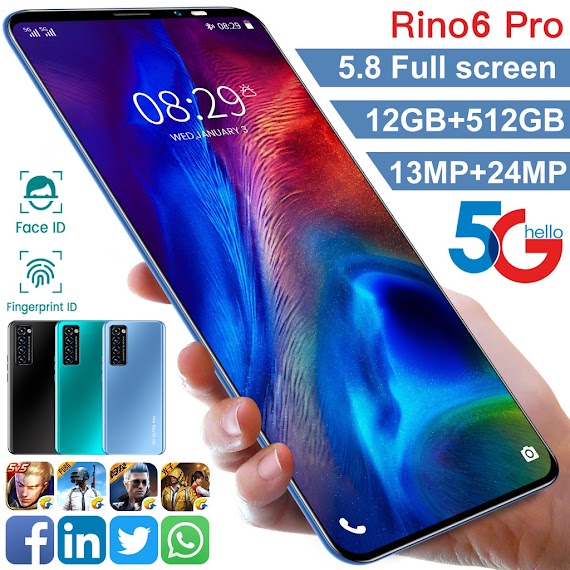 Điện Thoại Rino6 Pro Bán Lớn Hd Smartphone Android Màn Hình Lớn Hai Sim 5G Khóa Học Trực Tuyến Khuyến Mãi Năm 2022 Cod