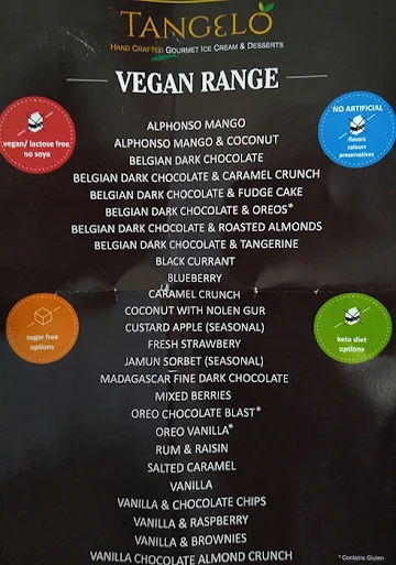 Tangelo Ice Cream & Desserts menu 