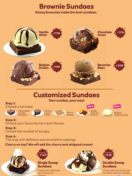 Baskin Robbins menu 