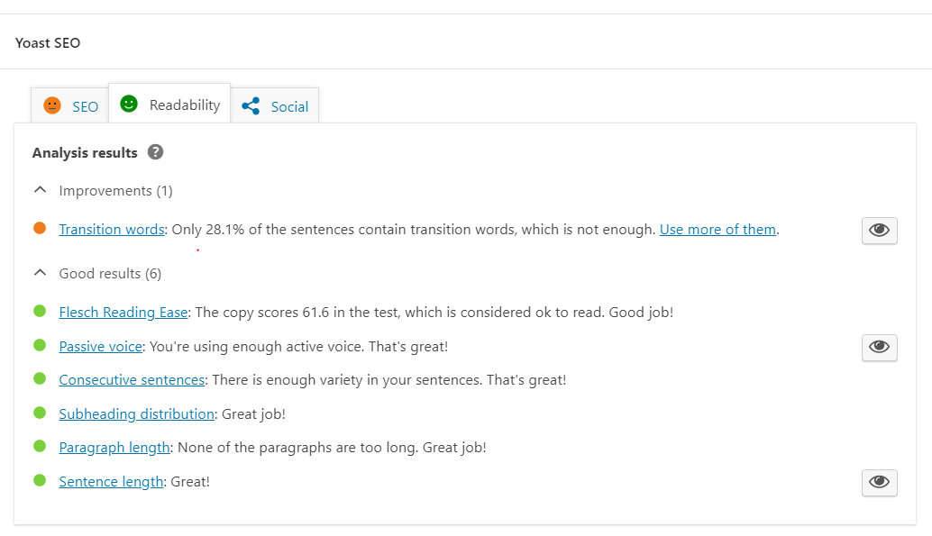 Yoast SEO Free Readability