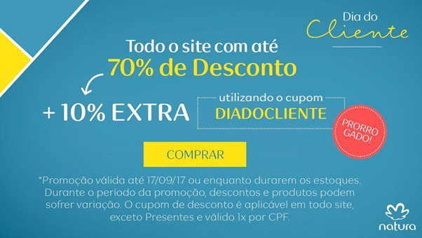 Imagem de promoção do Dia do Cliente da Natura