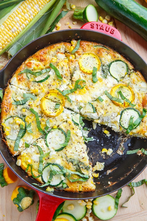 Corn and Zucchini Goat Cheese Quiche with Lemon and Basil