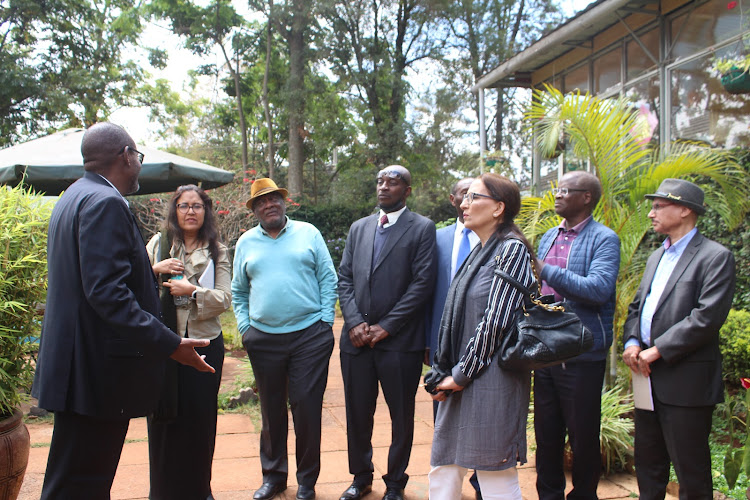 Lavington Five Roads Residents Association Chairperson Ndirangu Maina addresses fellow members of Residential Associations after a press briefing on uncontrolled developments in Lavington in Nairobi on November 4, 2022