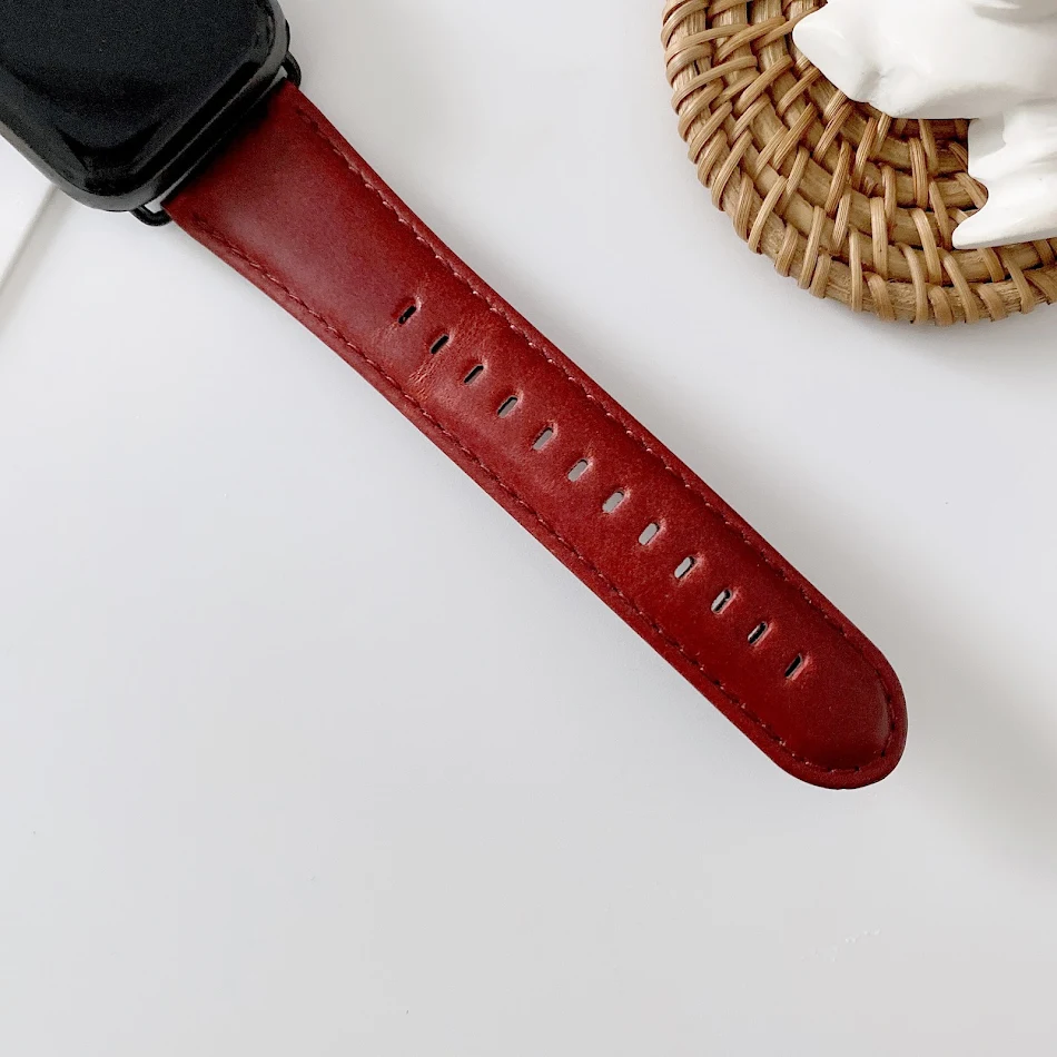 Glossy Oily Wax Texture Crazy Horse Leather Strap. Experience the perfect blend of style, durability, and a unique, worn