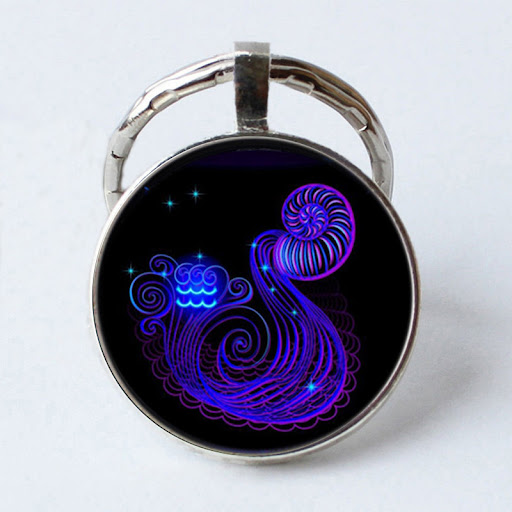 Title 5, Twelve Constellation 25mm Time Gem Metal Keycha...