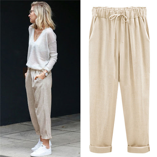 Title 3, Fat Mm Womens Loose Thin Linen Trousers, Breat...