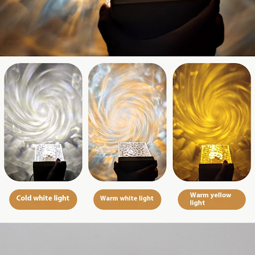 Title 10, Rotating Water Ripple Small Night Lamp, Creativ...
