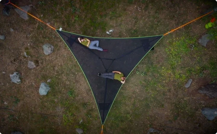 Rede para Várias Pessoas Design de Três Pontos Portátil Tapete Aéreo Triangular Multifuncional Perfeita para Relaxar ao Ar Livre
