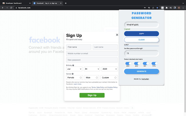 Password Generator chrome extension