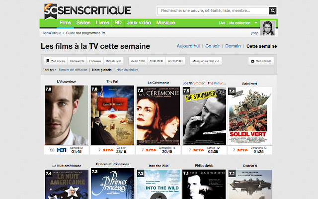 SensCritique chrome extension