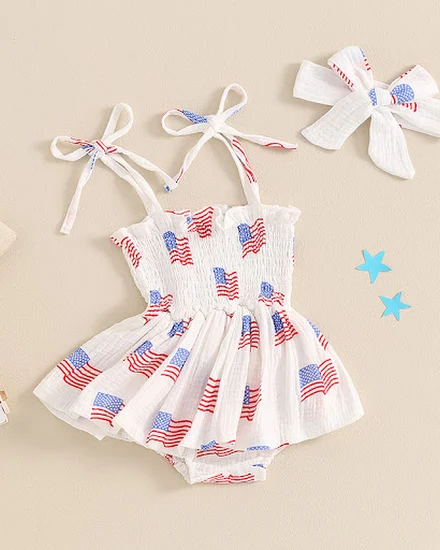 Baby Clothing Girl Summer Jumpsuit For 4th of July Clothe... - 2