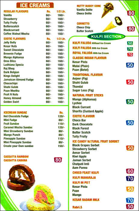 Menu Of Kings Kulfi Rohini New Delhi Magicpin