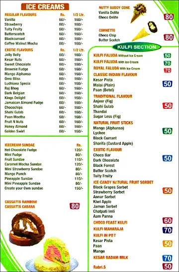 Kings Kulfi menu 