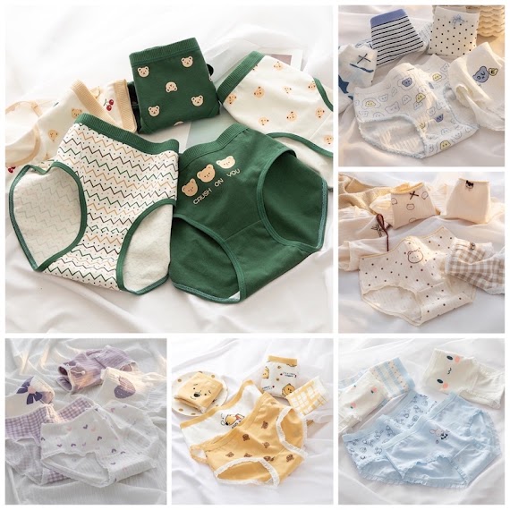 Set 5 Quần Lót Cotton Nữ Kháng Khuẩn Thoáng Khí Thấm Hút Mồ Hôi Có Tặng Quà Topbra