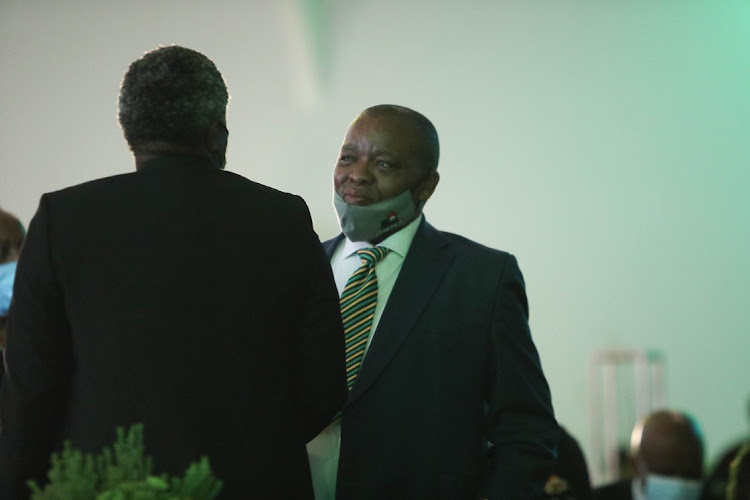 ANC national chair Gwede Mantashe interacts with guests at the Ranch Resort, near Polokwane, Limpopo, during the ANC fundraiser.