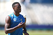 Kagiso Rabada with the ball in hand during a training session. 