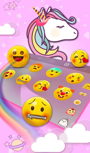 Cute Pink Unicorn Keyboard--Feeds,Stickers,Themes