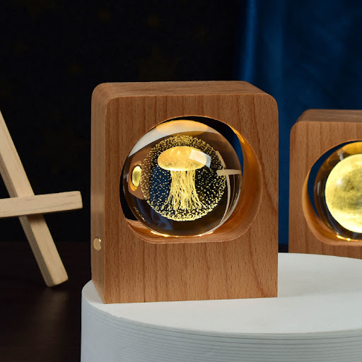 Title 19, Beech Crystal Ball Night Light 3D Laser Engravi...