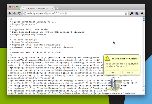 JSBeautify for Google Chrome™