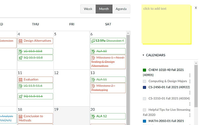 Canvas Calendar Note Taking extension chrome extension