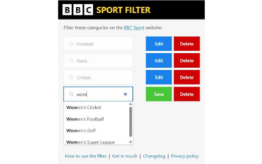 BBC Sport Filter screenshot 1