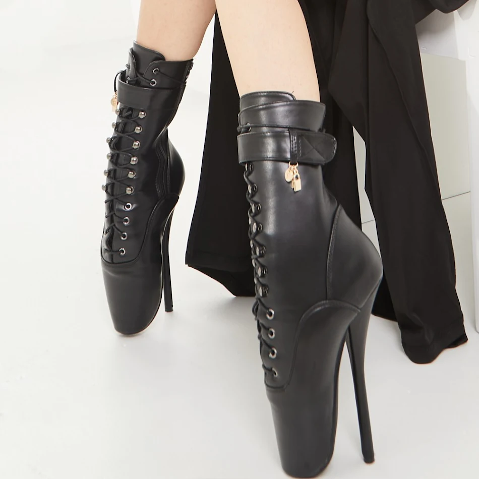 18cm Ballet Stiletto Heels Lace-up Ankle Boots, Large Size, designed to elevate your style and confidence for any specia