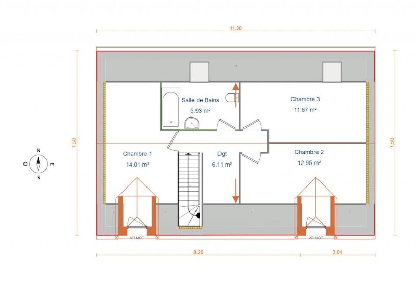  Vente Terrain + Maison - Terrain : 687m² - Maison : 92m² à Chaumont-en-Vexin (60240) 