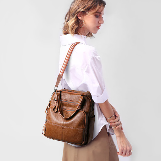 Title 5, Soft Leather Crossbody Fashion Casual Backpack,...