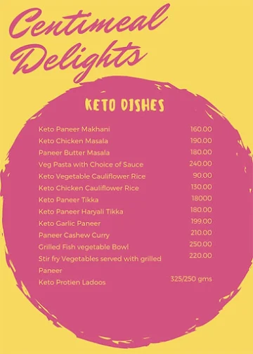 Centimeal Delights menu 