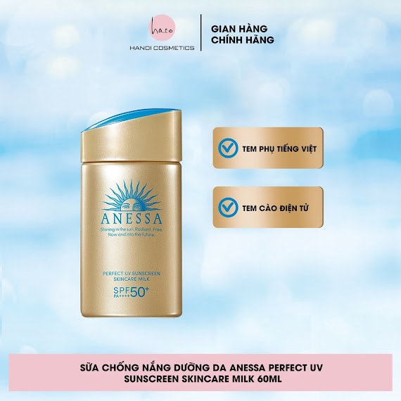 Sữa Chống Nắng Dưỡng Da Anessa Perfect Uv Sunscreen Skincare Milk Spf 50+ Pa++++ 60Ml