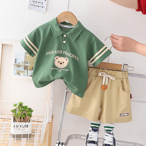 Title 11, Short-sleeved Suit Baby Polo Shirt Two-piece Su...