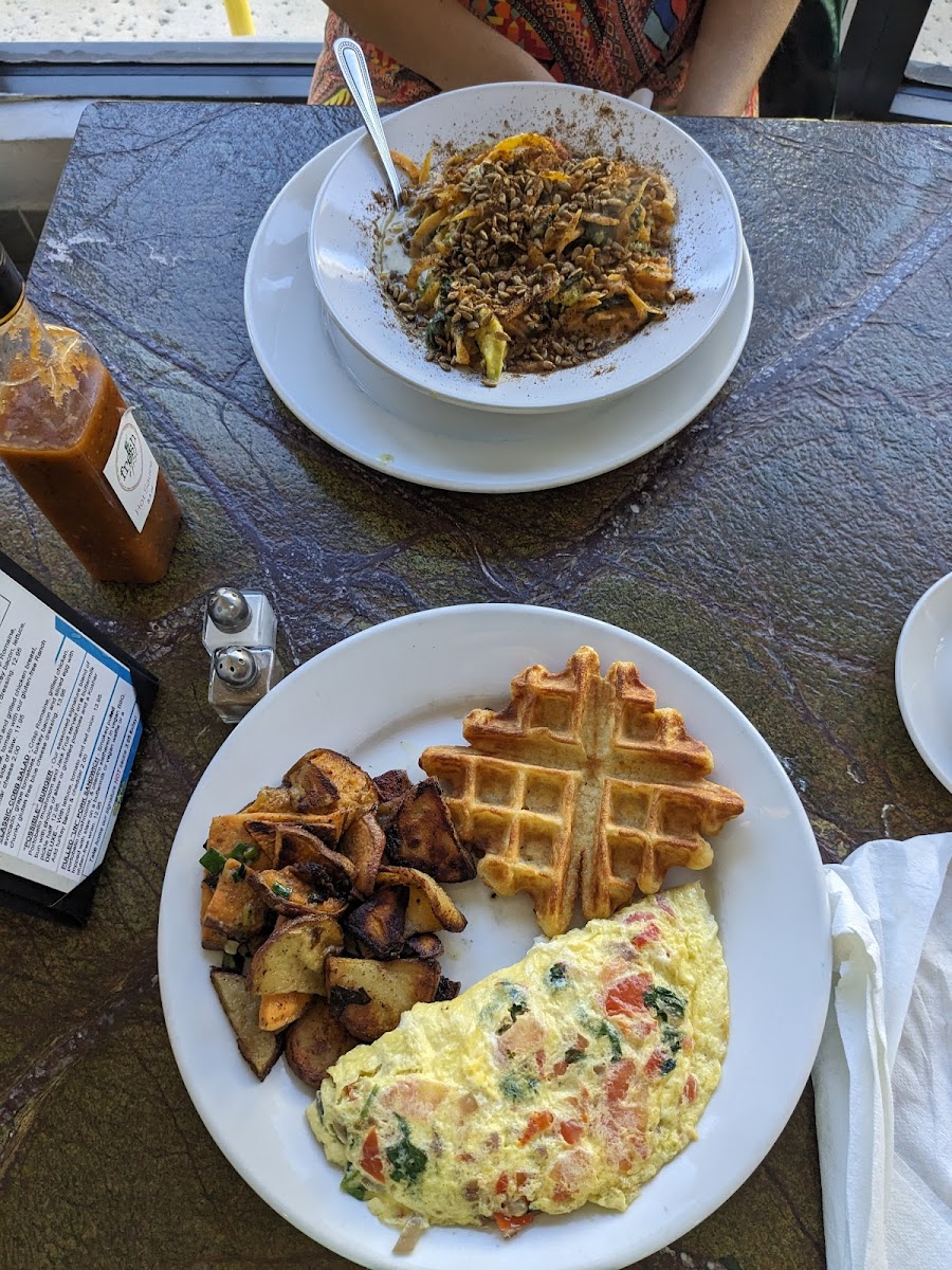 Fiesta omelette and sweet potato noodle bowl