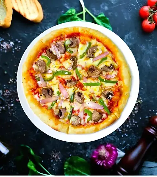 Onion Capsicum And Mushroom Pizza