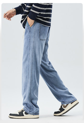 Title 15, Mens Loose Straight Ice Silk Thin Casual Wide ...