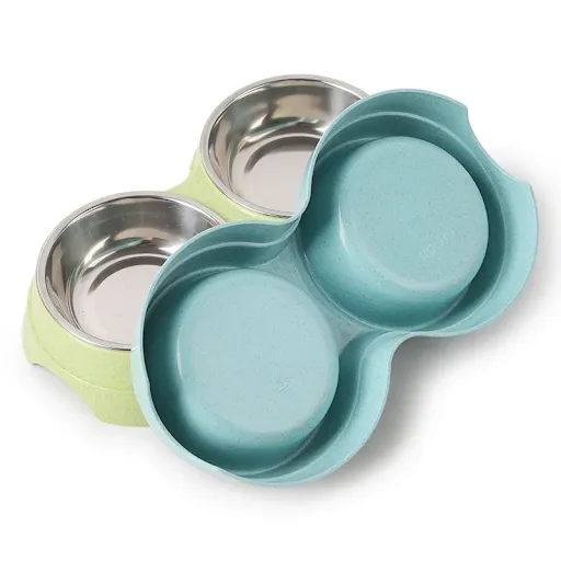 Double Pet Pet Food Bowl Stainless Steel Drinkware Pet Drink Food Cat Food Puppy Feeding Supplies Small Size Dog Accesso