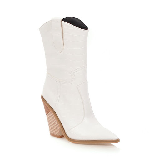 Title 6, Ankle Boots with Fish Scale Design and Pointed ...