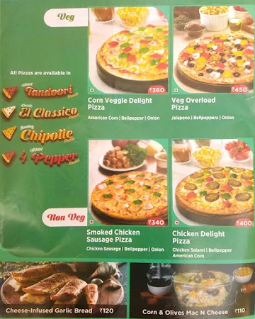 Ovenstory Pizza menu 