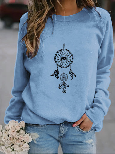 Title 6, Womens Ethnic Print Oversized Sweatshirt