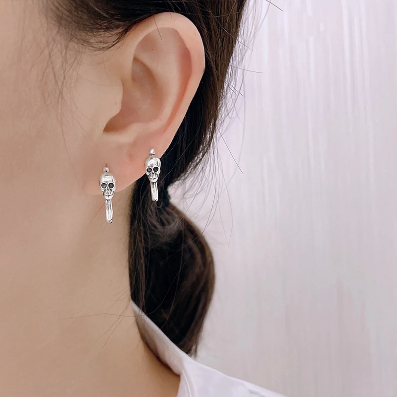 Gothic Punk Rock Skull Oorbellen Coole Hip-hop Street Retro Ear Clip Persoonlijkheid Heren Dames Oor sieraden