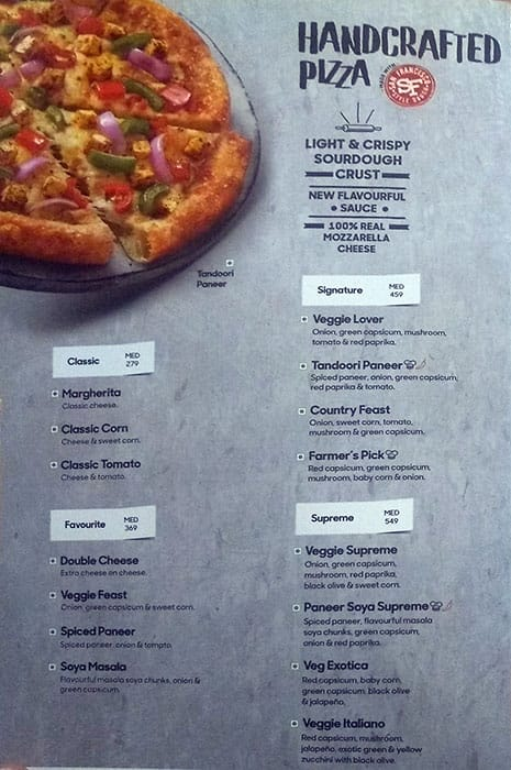 Pizza Hut menu 