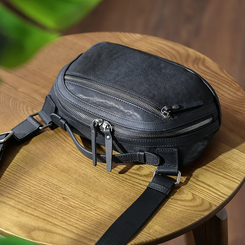 Title 4, Bolsa Crossbody de Couro Casual Retrô Masculina...