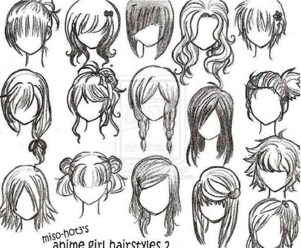 how to draw anime girl hair step by step