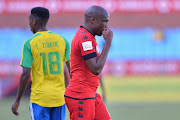 Surprise Moriri (R) of Highlands Park during the Absa Premiership match against his former club Mamelodi Sundowns at Loftus Stadium on November 27, 2016 in Pretoria, South Africa. 