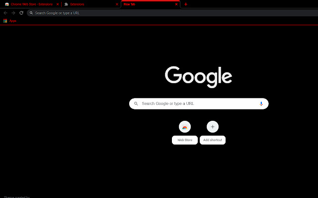 Black theme with red active tab and red text chrome extension