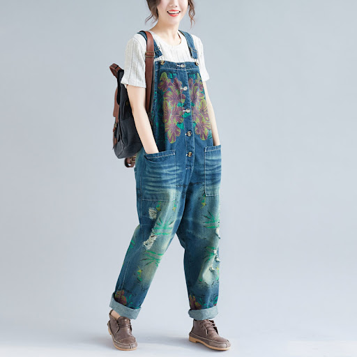 Title 2, Womens Loose Plus Size Denim Overalls in Light...