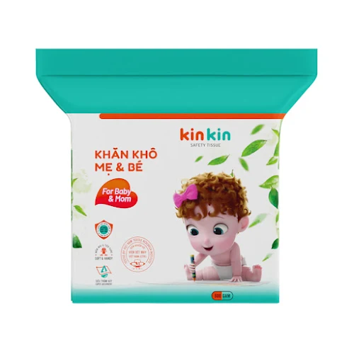 Khăn vải khô mẹ và bé Kin Kin 600gr em bé xanh lam